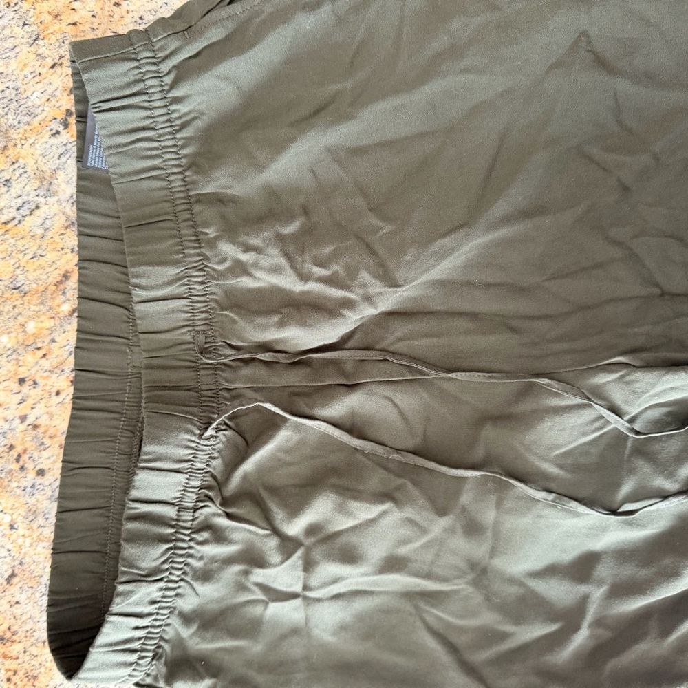 Olive Green Elastic Waist Panrs